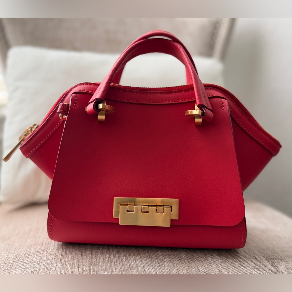 Zac Posen Eartha Mini Leather Satchel in Red with Crossbody Strap